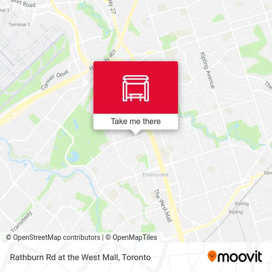 Rathburn Rd at the West Mall map