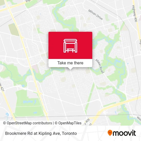 Brookmere Rd at Kipling Ave map