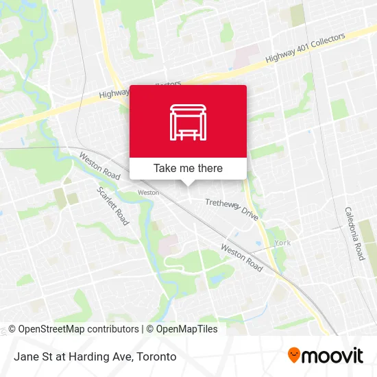 Jane St at Harding Ave map