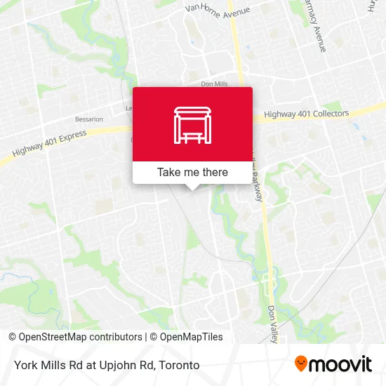 York Mills Rd at Upjohn Rd map