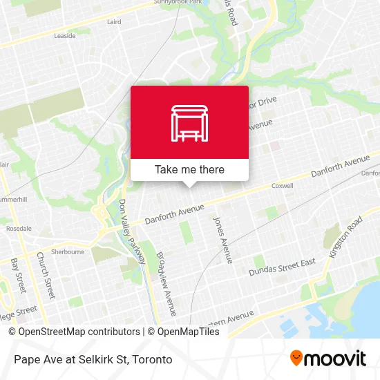Pape Ave at Selkirk St map
