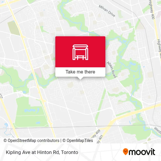 Kipling Ave at Hinton Rd map