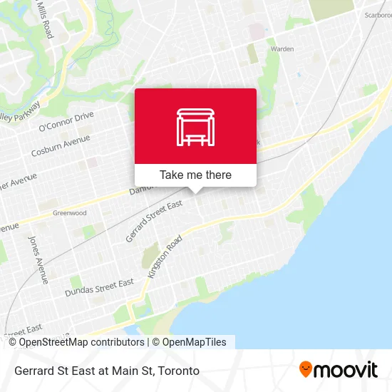 Gerrard St East at Main St map