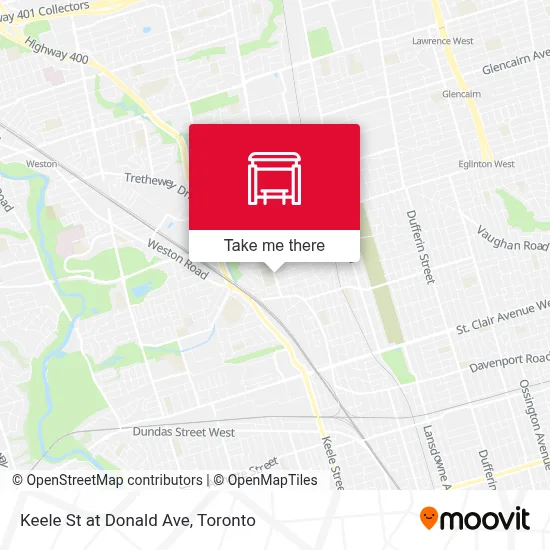 Keele St at Donald Ave map