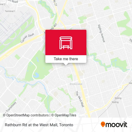 Rathburn Rd at the West Mall map