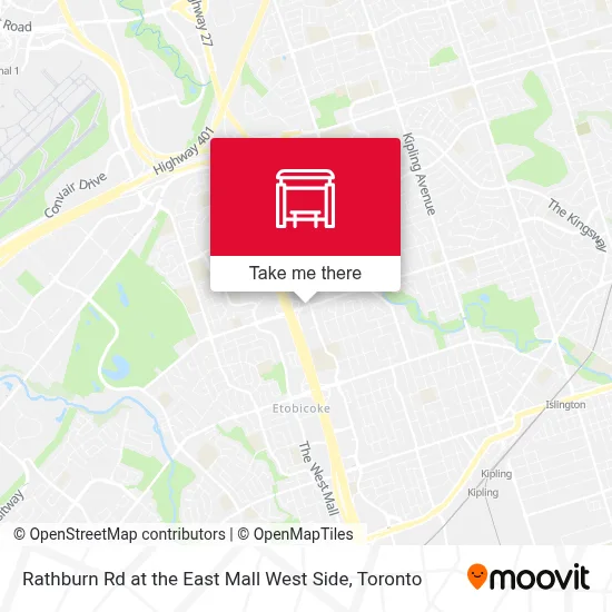 Rathburn Rd at the East Mall West Side map