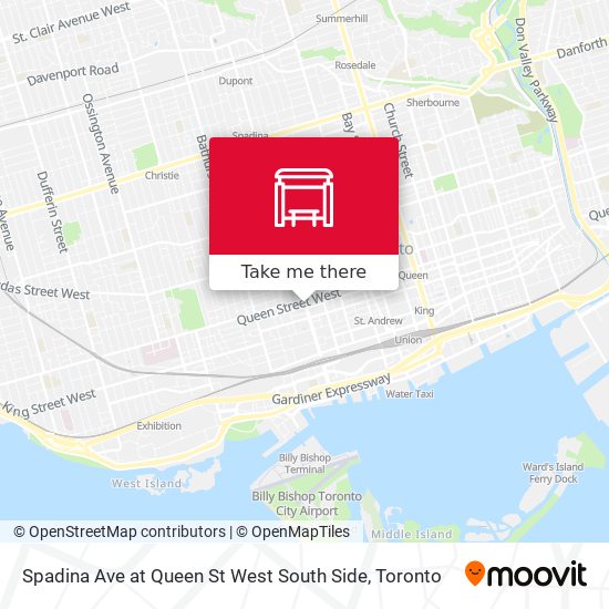 Spadina Ave at Queen St West South Side map