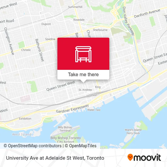 University Ave at Adelaide St West map