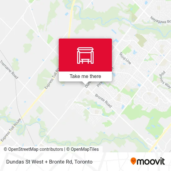 Dundas St West + Bronte Rd map