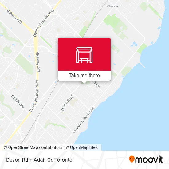 Devon Rd + Adair Cr map