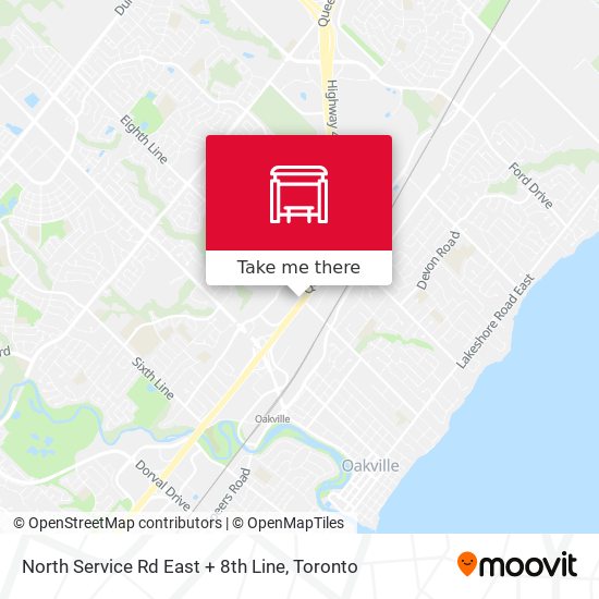 North Service Rd East + 8th Line map