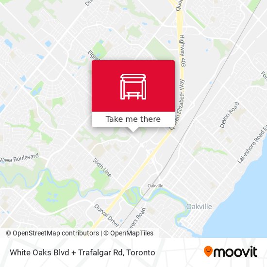 White Oaks Blvd + Trafalgar Rd map