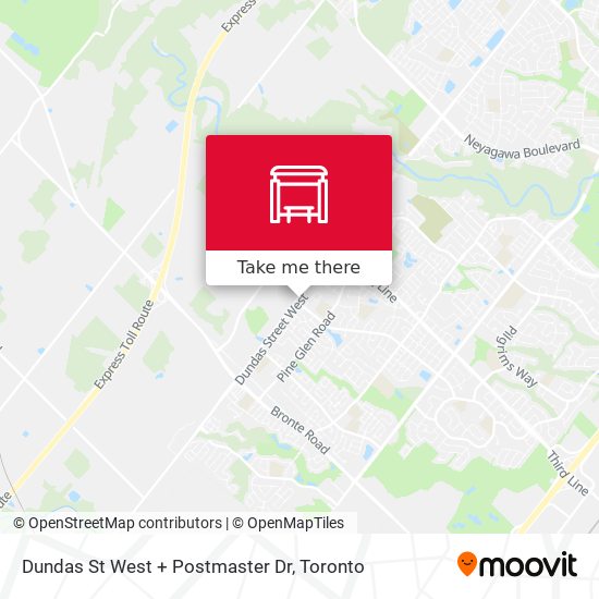 Dundas St West + Postmaster Dr map