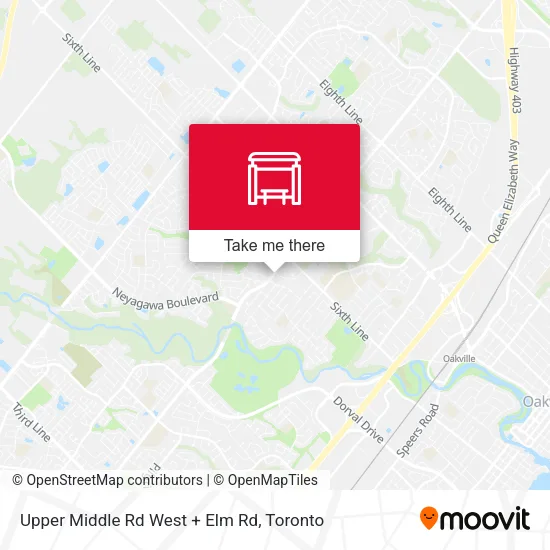 Upper Middle Rd West + Elm Rd map