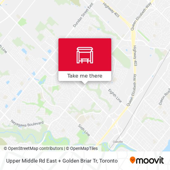 Upper Middle Rd East + Golden Briar Tr map