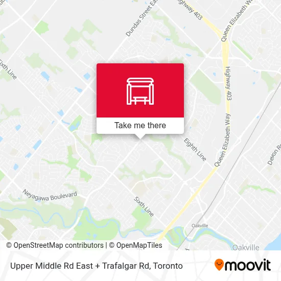 Upper Middle Rd East + Trafalgar Rd map
