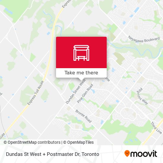 Dundas St West + Postmaster Dr map