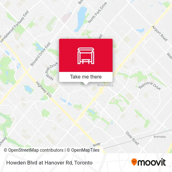 Howden Blvd at Hanover Rd map