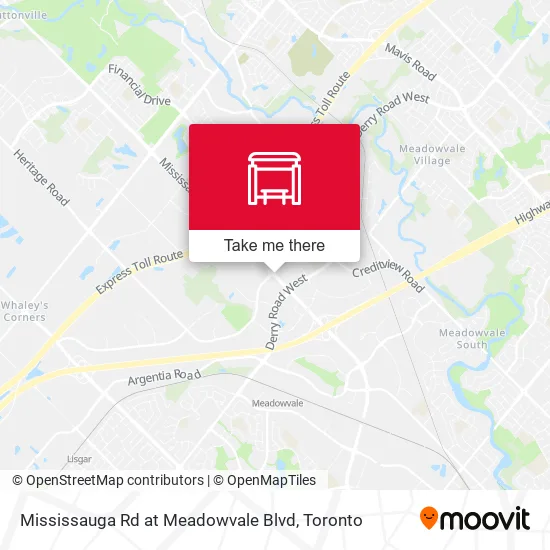 Mississauga Rd at Meadowvale Blvd map