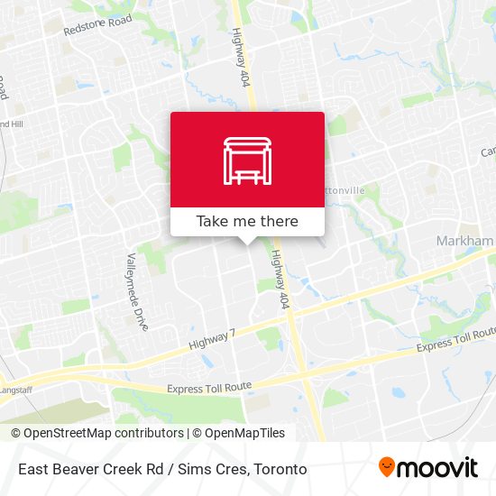 East Beaver Creek Rd / Sims Cres map