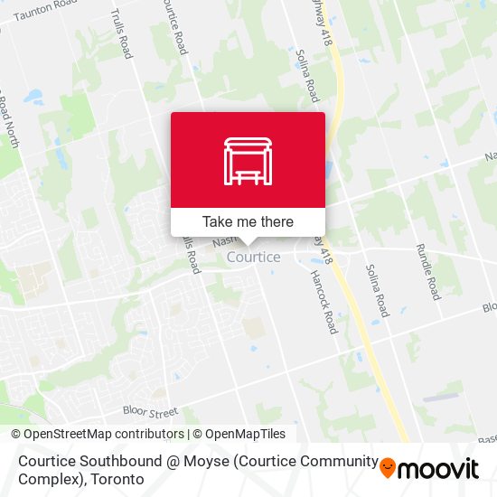 Courtice Southbound @ Moyse (Courtice Community Complex) map