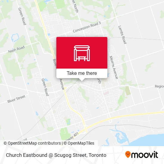 Church Eastbound @ Scugog Street map