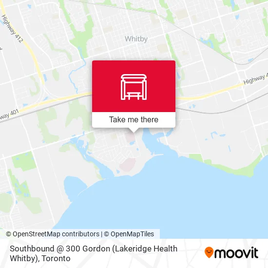 Southbound @ 300 Gordon (Lakeridge Health Whitby) map