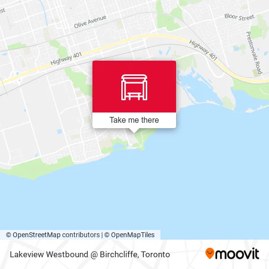 Lakeview Westbound @ Birchcliffe map