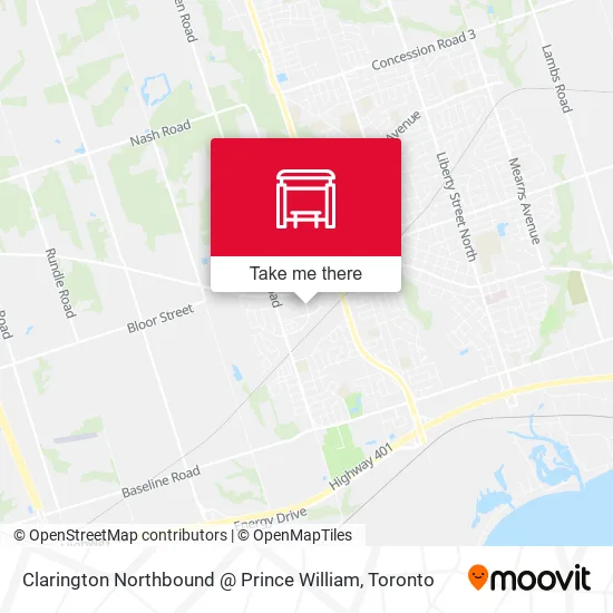 Clarington Northbound @ Prince William map