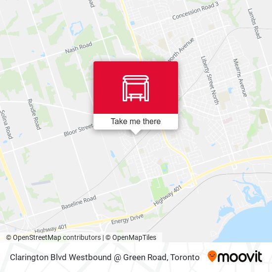 Clarington Blvd Westbound @ Green Road map