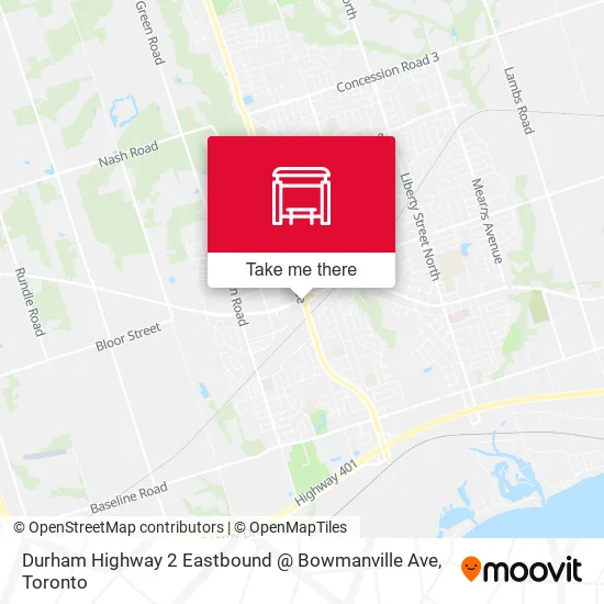 Durham Highway 2 Eastbound @ Bowmanville Ave map