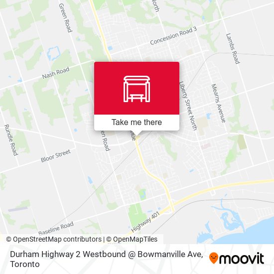 Durham Highway 2 Westbound @ Bowmanville Ave map