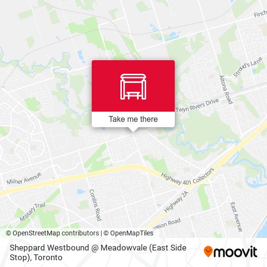 Sheppard Westbound @ Meadowvale (East Side Stop) map