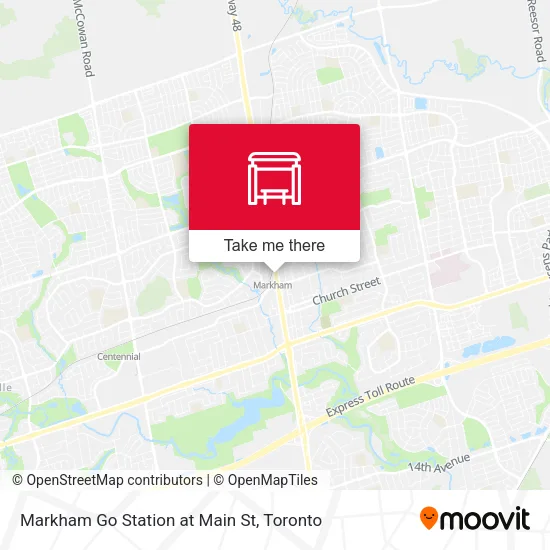 Markham Go Station at Main St map