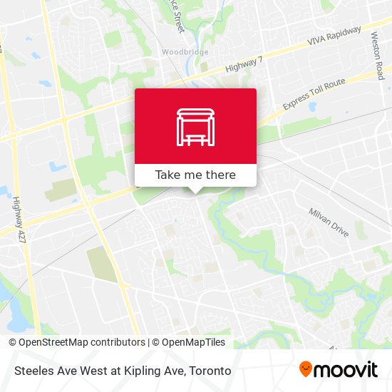 Steeles Ave West at Kipling Ave map
