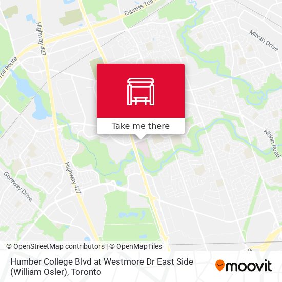 Humber College Blvd at Westmore Dr East Side (William Osler) map