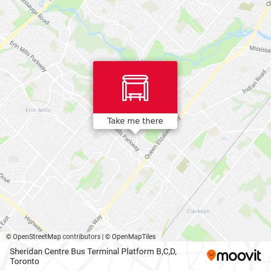 Sheridan Centre Bus Terminal Platform B,C,D map