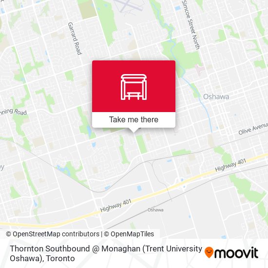 Thornton Southbound @ Monaghan (Trent University Oshawa) map