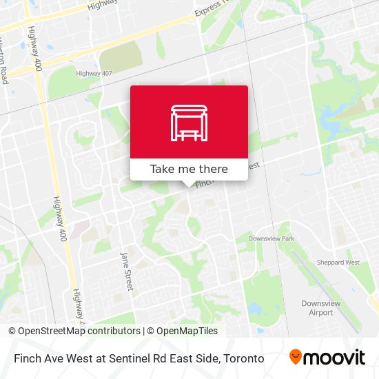 Finch Ave West at Sentinel Rd East Side map