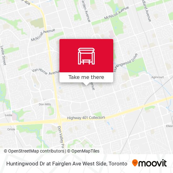 Huntingwood Dr at Fairglen Ave West Side map