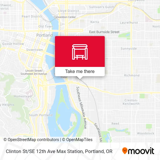 Mapa de Clinton St / SE 12th Ave Max Station