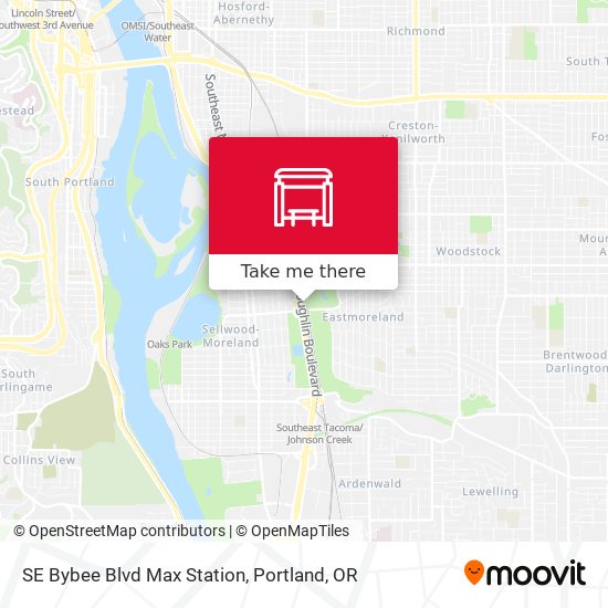 Mapa de SE Bybee Blvd Max Station