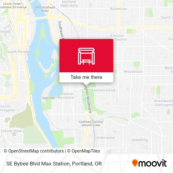 Mapa de SE Bybee Blvd Max Station