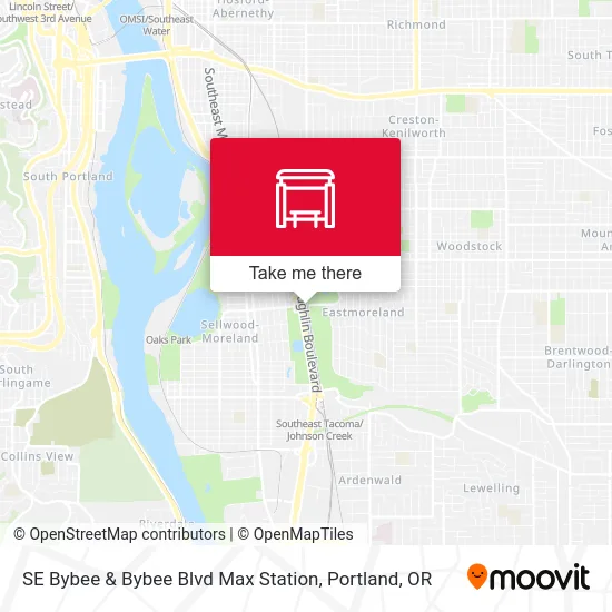 Mapa de SE Bybee & Bybee Blvd Max Station
