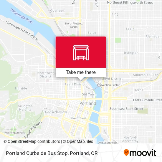 Mapa de Portland Curbside Bus Stop