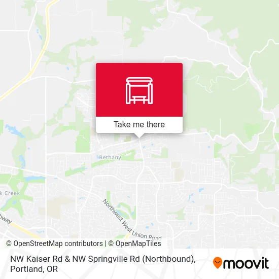 NW Kaiser Rd & NW Springville Rd (Northbound) map