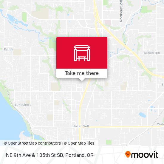 NE 9th Ave & 105th St SB map