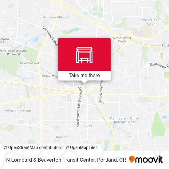 N Lombard & Beaverton Transit Center map
