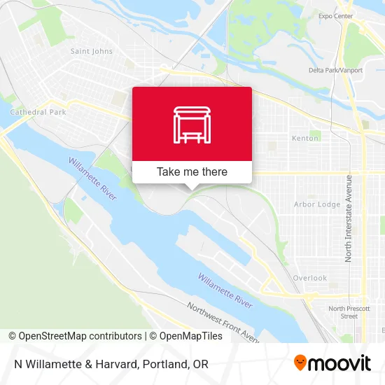 N Willamette & Harvard map