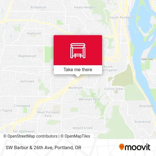 SW Barbur & 26th Ave map